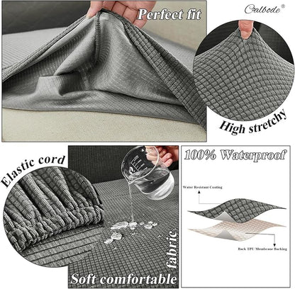 CALBODE 8Pcs Outdoor Stretch Cushion Covers, Waterproof Outdoor Chair Cushion - Image 3