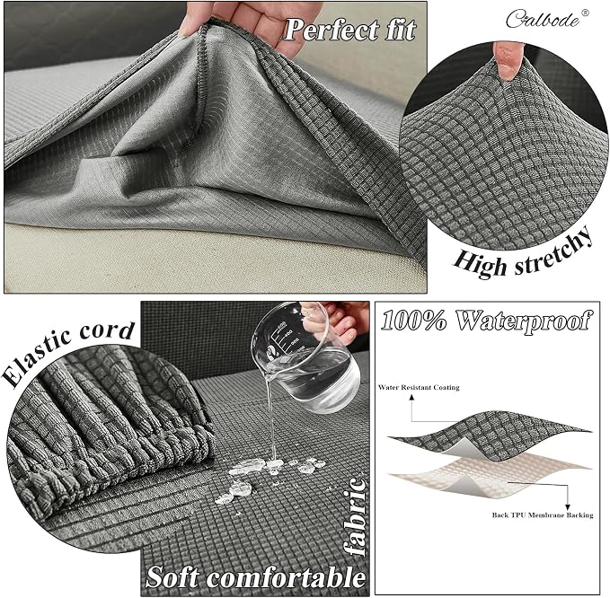 CALBODE 12Pcs Outdoor Stretch Cushion Covers, Waterproof Outdoor Chair Cushion - Image 3