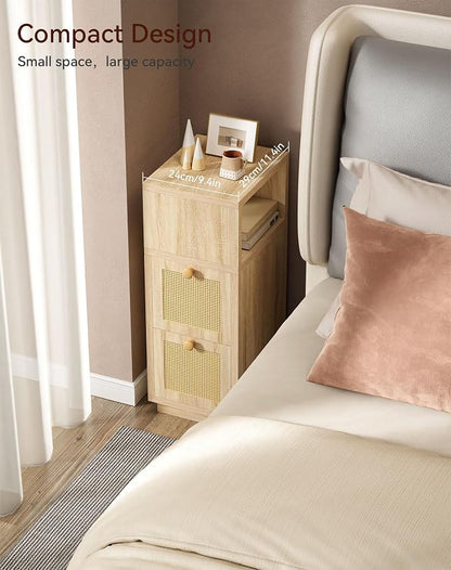 YMYNY Rattan Nightstands Set of 2, Boho Bedside Table - Image 4