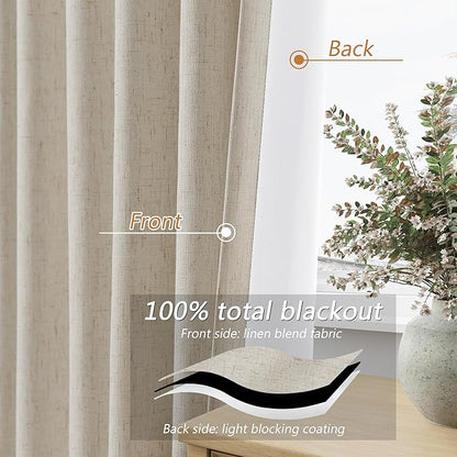 Extra Long 100% Blackout Linen Curtains - Image 4