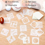Fainne 100 Pcs Stencils for Painting on Wood Reusable Stencil Crafts Drawing Templates Holiday Wall Paper for DIY Scrapbook Home 2 x 2 Inch (Sport,Ball)
