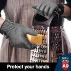 Schwer Ultimate Cut Resistant Gloves Beyond ANSI A9, Reinforced Stainless Steel Glove, Food Grade Mesh Metal Gloves for Butcher Meat Cutting, Oyster Shucking, Mandoline, Non-PFAS, PR1708 (L, 2 PCS)