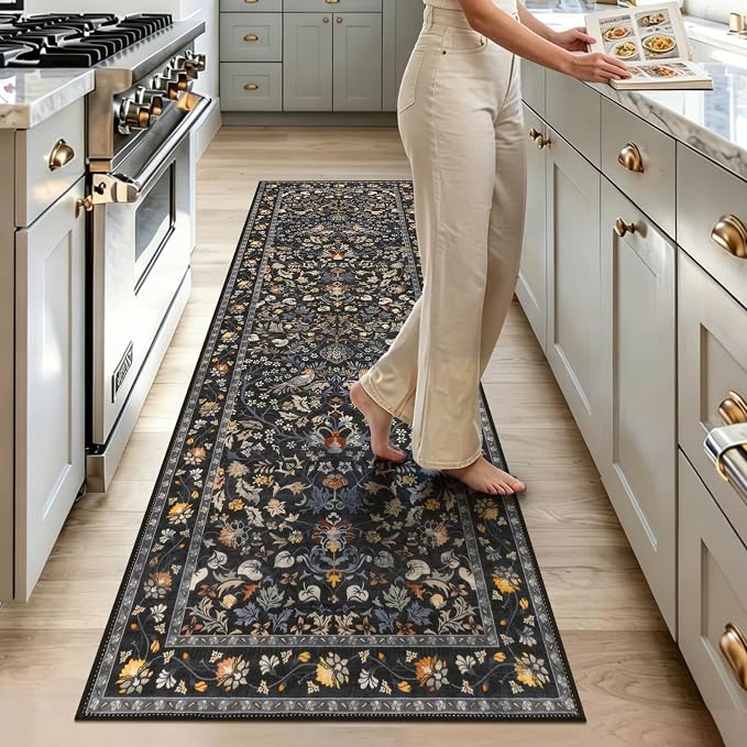 HEBE Hallway Runner Rug 2'x6', Washable Non Slip Kitchen Rug Runner | Soft Boho - Image 9