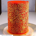 Cake Stencil - Seamless Delicate Pattern for Decorating Tall Double Barrel Cake to Use with Buttercream, Royal Icing, Ganache, Paint, Airbrush (Claris)