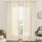 Beige Linen Curtains for Living Room 84 Inch Length 2 Panels Set | Faux Linen by LAMIT