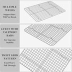 Baking Sheet with Cooling Rack Set [2 Sheets + 2 Racks], Deedro Stainless Steel Cookie Half Sheets Baking Pan Oven Tray with Rack, 16 x 12 x 1 Inch, Heavy Duty, Non-toxic, Dishwasher Safe