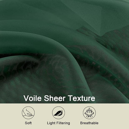 Hunter Green Sheer Curtains 84 Inches Long 2 Panels, Soft Airy Light Filtering - Image 7