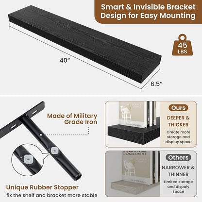 fuqing Floating Shelves for Wall, Wall Mounted Wood Floating Shelf - Image 3