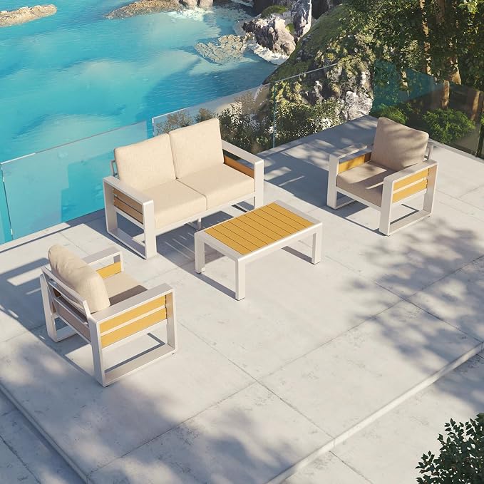 Aoxun Aluminum Outdoor Patio Furniture Set, 2 Seats Metal Sectional Patio - Image 7