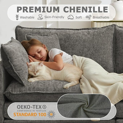 78" Modular Sectional Sofa, Cloud Couch Loveseat Sofa, Deep Seat Washable - Image 4