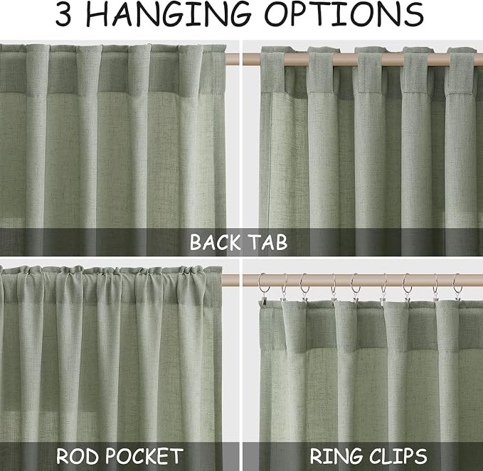 Desert Sage Linen Curtains 132 Inch Length - Image 2
