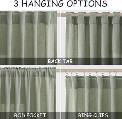 Desert Sage Linen Curtains 132 Inch Length - Image 2