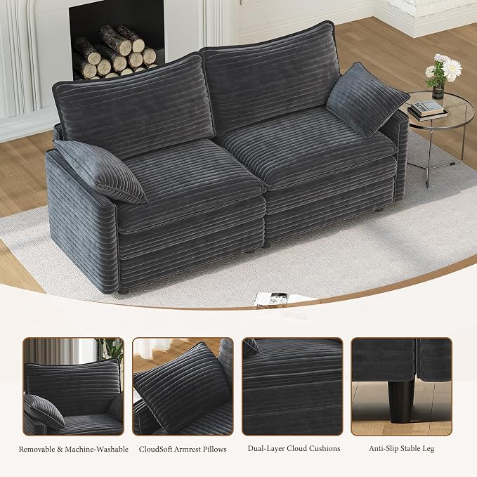 Vesgantti 74" Cloud Couch for Living Room, 2 Seaters Deep Seat Sectional - Image 5