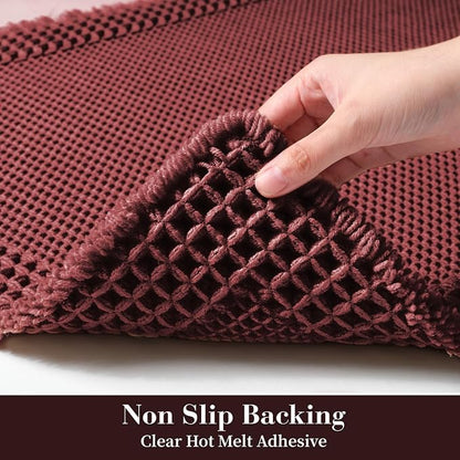 RESARE Waffle Bath Mat for Bathroom Non Slip Bathroom Rugs 17"x24" Dark Red | - Image 4