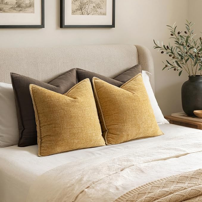 MIULEE Decorative Couch Throw Pillow Covers 18x18 Inch Gold 2 Pack | Mustard - Image 6