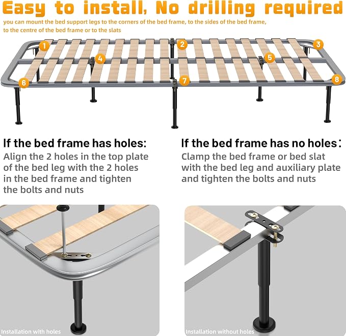 Wlrrcwdttc 4 Pcs Adjustable Height Bed Support Legs 5.9-10.5 inch, Bed Frame - Image 5