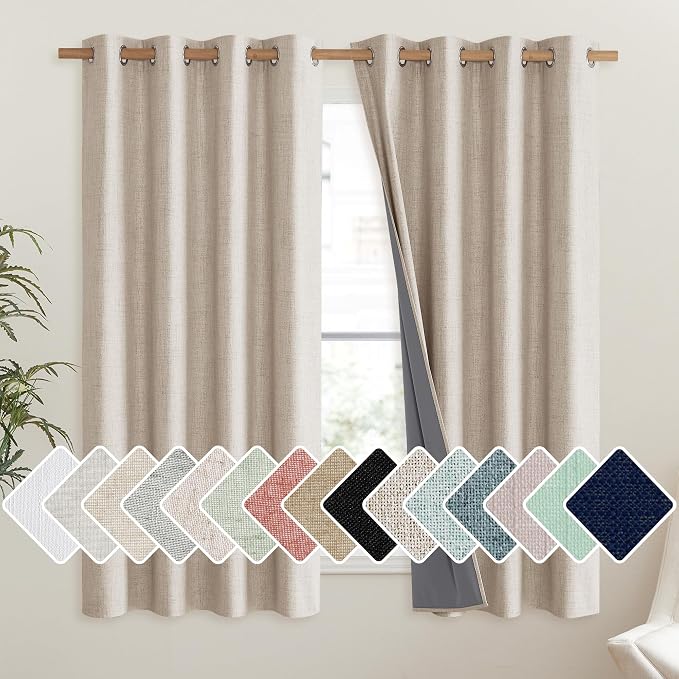 NICETOWN Cream 100% Blackout Short Curtains 63 inches Lenghth Burg by NICETOWN