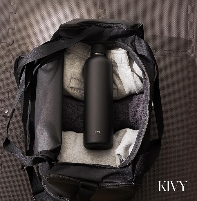 KIVY Stainless Steel Insulated Water Bottle 32oz [LEAK PROOF] - Insulated Stainless Steel Water Bottle - Thermo Flask Drinking Bottle - BPA Free Water Bottle