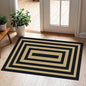 Front Door Mat Indoor Outside Entrance, 2x3 Black Tan Striped Rug | Non-Slip by Othilic
