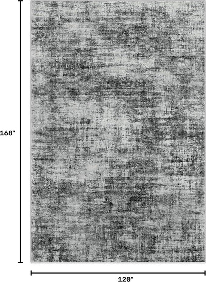 10x14 Area Rugs for Living Room: Washable Abstract Black Badroom Carpet | - Image 2