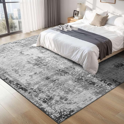 Living Room Rug 8x10 Gray Area Rugs Machine Washable Abstract Boho Large Rug - Image 2
