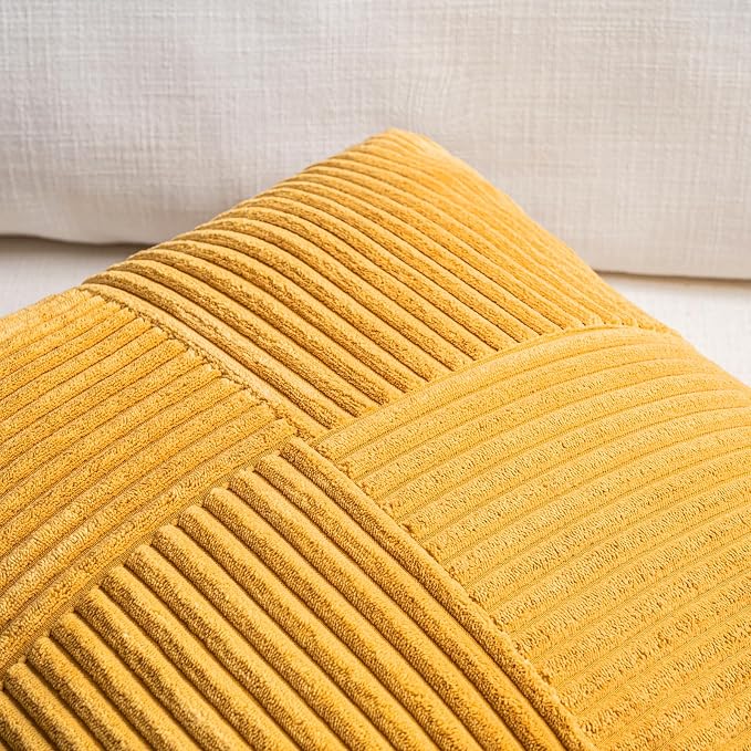 Fancy Homi 2 Packs Gold Yellow Lumbar Decorative Throw Pillow Covers 16x24 Inch - Image 3