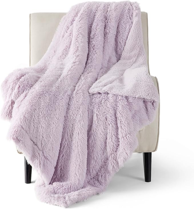 Bedsure GentleSoft Fuzzy Sherpa Faux Fur Twin Blanket Lavender Purple Cozy Gifts by Unknown