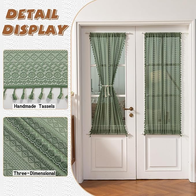 Sutuo Home Olive Green French Door Curtains - Image 3