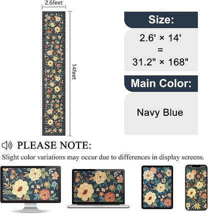 DUKINO 2.6x14 Washable Runner Rug, Floral Non Slip Runner Rug, Low Pile - Image 2