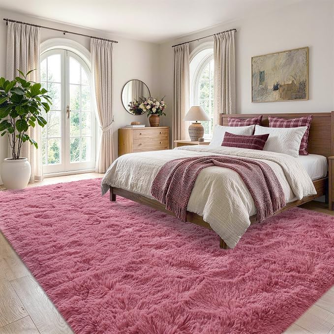 6x9 Large Blush Fluffy Soft Area Rug Non-Slip - Image 3