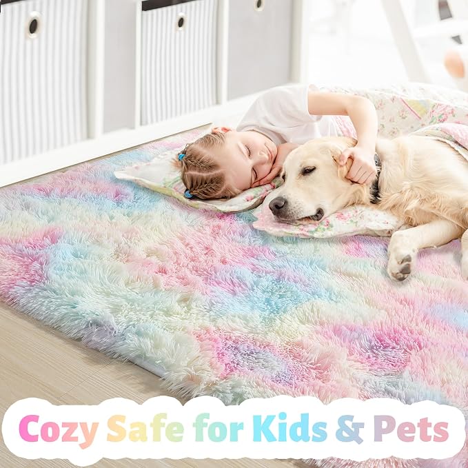 Amdrebio Rainbow Unicorn Large Area Rug 9x12 - Image 2