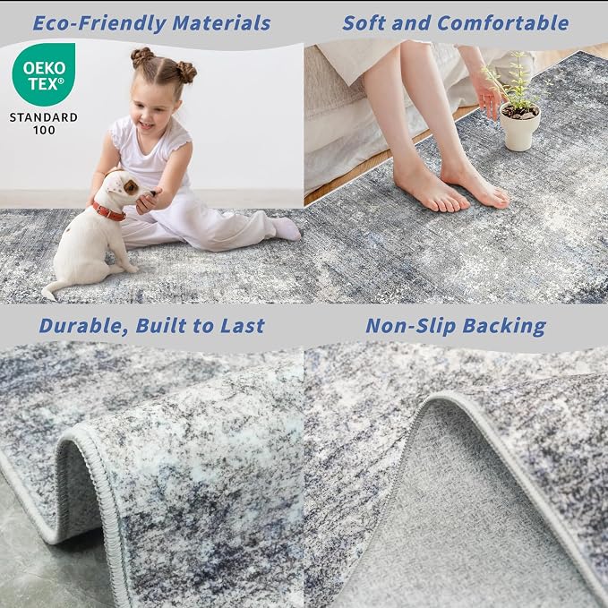 2x10 ft Washable Hallway Runner Rug – Non-Slip Stain-Resistant Low-Pile Long - Image 4