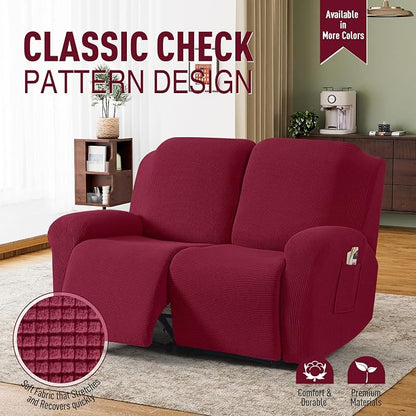 TAOCOCO Recliner Loveseat Slipcover, 6 Pieces Dual Recliner Sofa Covers - Image 2