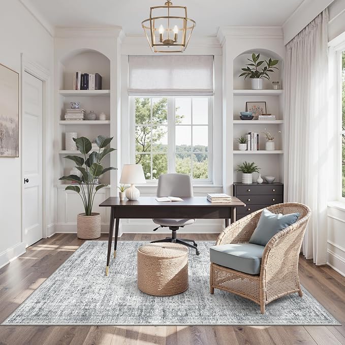 Soalmost 4x6 Area Rug for Living Room, Washable Rugs Non-Slip, Thin Foldable - Image 4