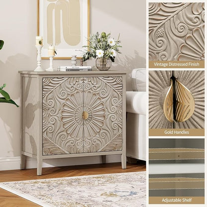 Vintage Accent Cabinet with Doors - Image 4