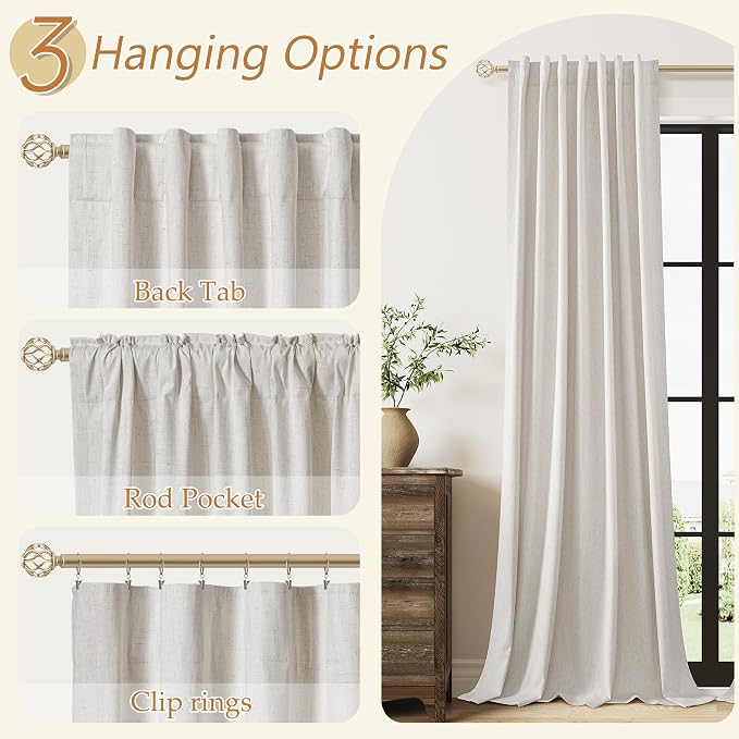 108 Inch Long Light Beige 100% Blackout Curtains - Image 6