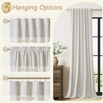 Light Beige 100% Blackout Curtains 84 Inch Long 2 Panels Set - Image 6