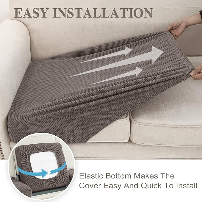 LA MEACK Couch Cushion Cover Chaise Lounge Cover Washable Separate Seat Chaise - Image 5