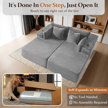 72" Cloud Sectional Couch, Comfort U Shaped Sofa - Image 3
