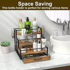 Coffee Syrup Organizer Rack, 4-Tier Syrup Bottle Holder Stand with 36 K Cup Pod Drawer Storage for Coffee Bar, 12 Bottles Storage Shelves for Syrup, Wine, Dressing for Kitchen Coffee Station