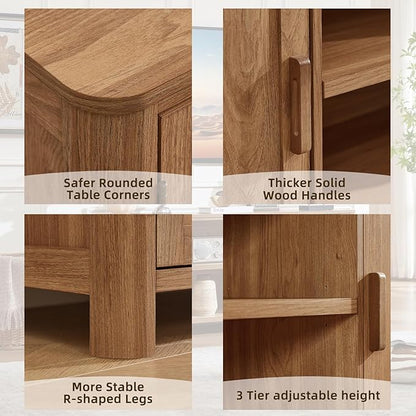 Joaxswe Farmhouse 55" Tv Stand, Dark Wood Entertainment Center - Image 4