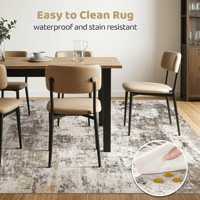 LOONGRUG 10x12 Area Rug Washable Large Neutral Modern Living Room Rug | - Image 6