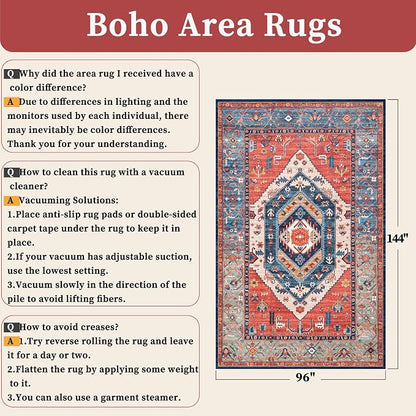 SERISSA 8x12 Washable Non Slip Boho Area Rug - Image 2