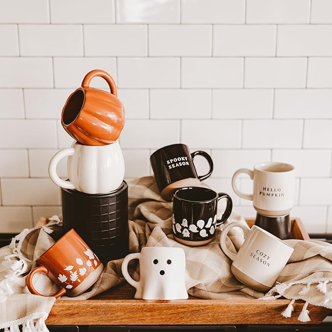 Sweet Water Decor Fall Mug Handcrafted Stoneware Coffee Mug with Autumn Leaves Design - Cozy and Stylish Fall Coffee Mugs - Unique Durable Fall Mugs for Autumn - Perfect Fall Mug for Gifting