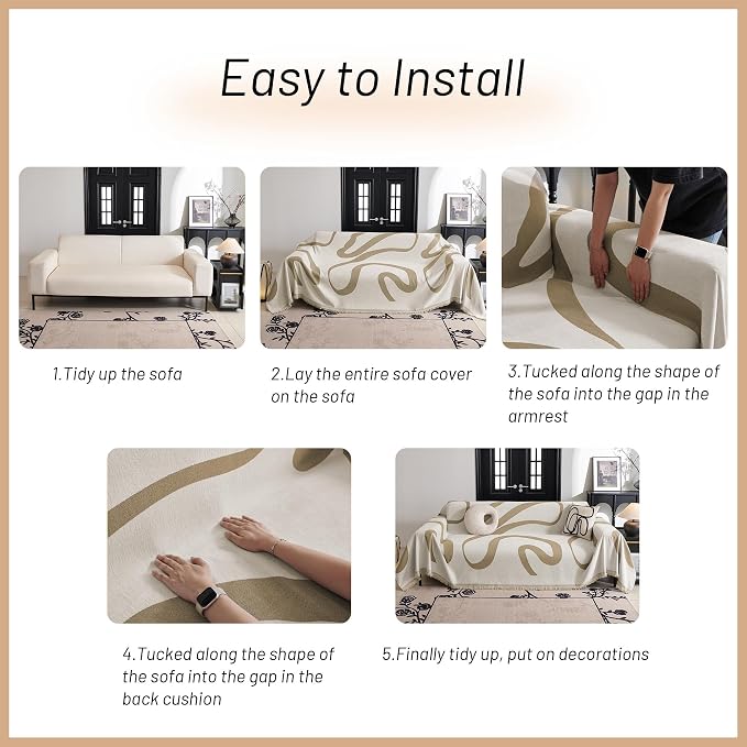 MYSKY HOME Couch Cover for 3 Cushion Sofa, Super Soft Boho Couch Covers for - Image 6
