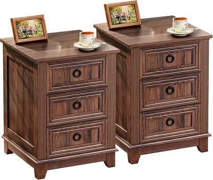 Joaxswe Farmhouse Nightstand Set of 2, 18 Inch End Table by Joaxswe