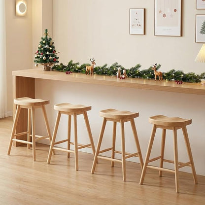 LukeAlon 24.25" Modern Counter Height Bar Stools Set of 4 Wooden Ergonomic by LukeAlon