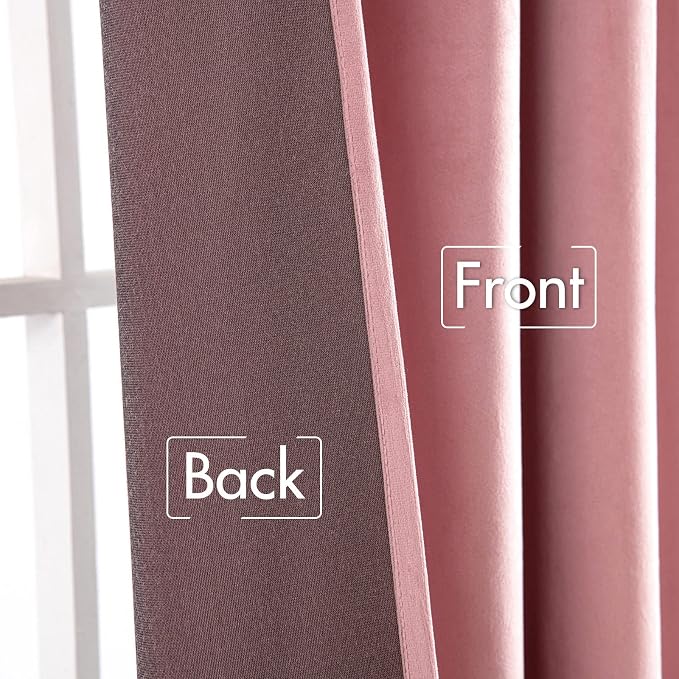 MIULEE Velvet Curtains 52x84 inches 2 Panels Blush Pink Blackout Curtains | - Image 6