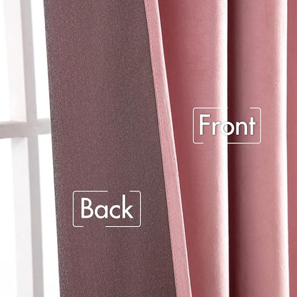 MIULEE Velvet Curtains 52x84 inches 2 Panels Blush Pink Blackout Curtains | - Image 6