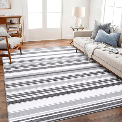 Area Rug 4x6 Grey Rug Washable Rugs Non Slip Low Pile Small Carpet by OmpaaHomeDecor
